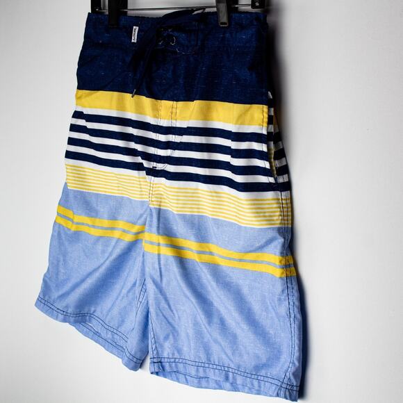 Le Tigre Board Shorts Men’s M Vintage Striped Blue Yellow Lined Swim Trunks - Picture 4 of 10